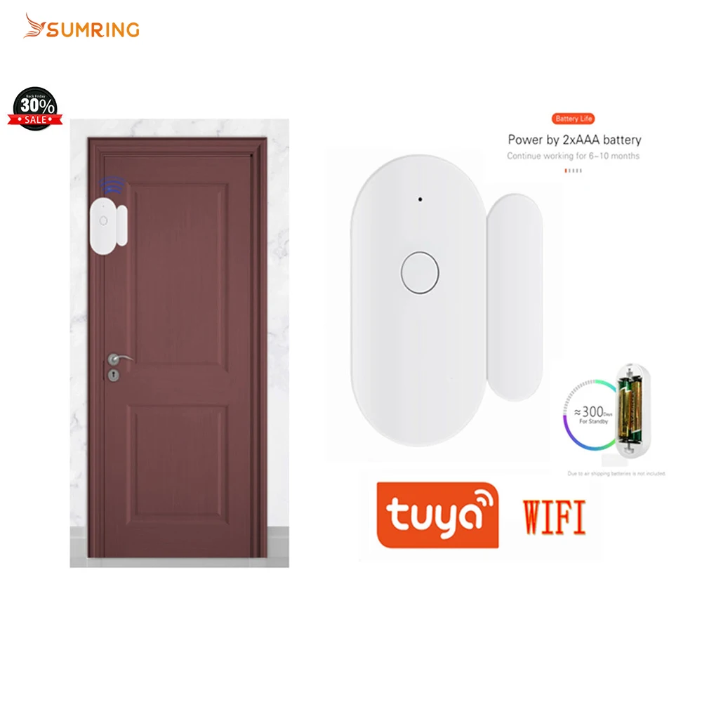 

Smart Wifi Door Sensor Open/Closed Window Sensor Working with Alexa Google Home Detector Alarm Tuya APP Smartlife