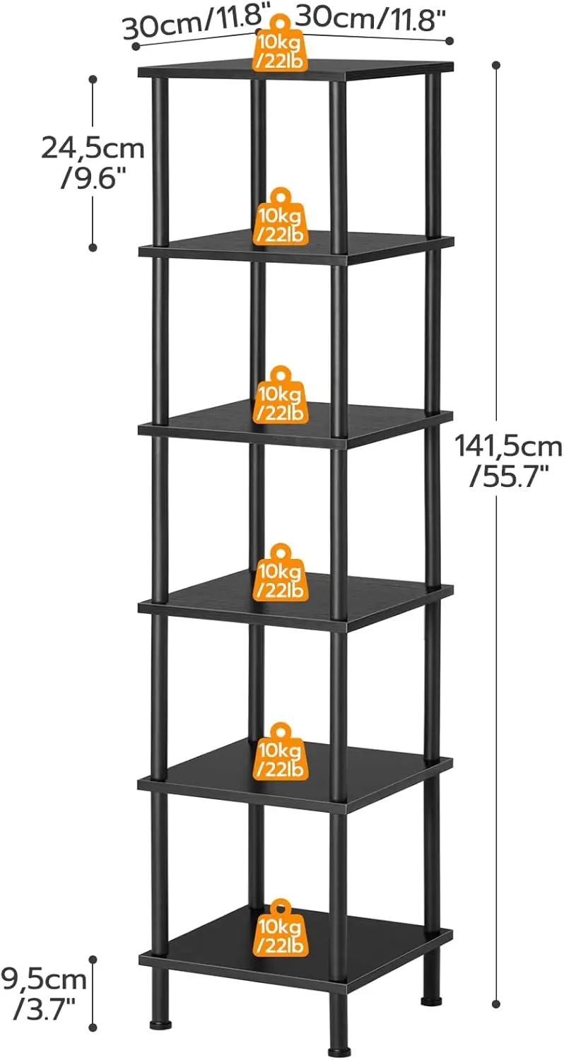 Hoobro 6-Tier Corner Shelf, Corner Square Rack Display Shelf, Tall Storage Rack Plant Stand, Corner Bookcase For Small Spaces, 3