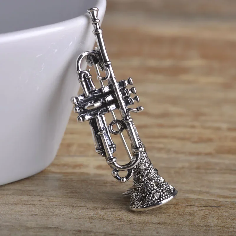 Spilla A Violino Con Cristalli E Finitura Argento | Accessorio Moda Unico Per Musicisti