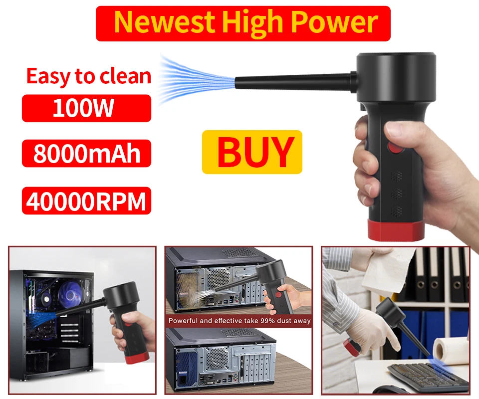 Electric Air Blower for Computer Cleaner,Cordless Air Duster,Replaces Compressed Air Can,Handy Dust for PC Keyboard Cleaning 2