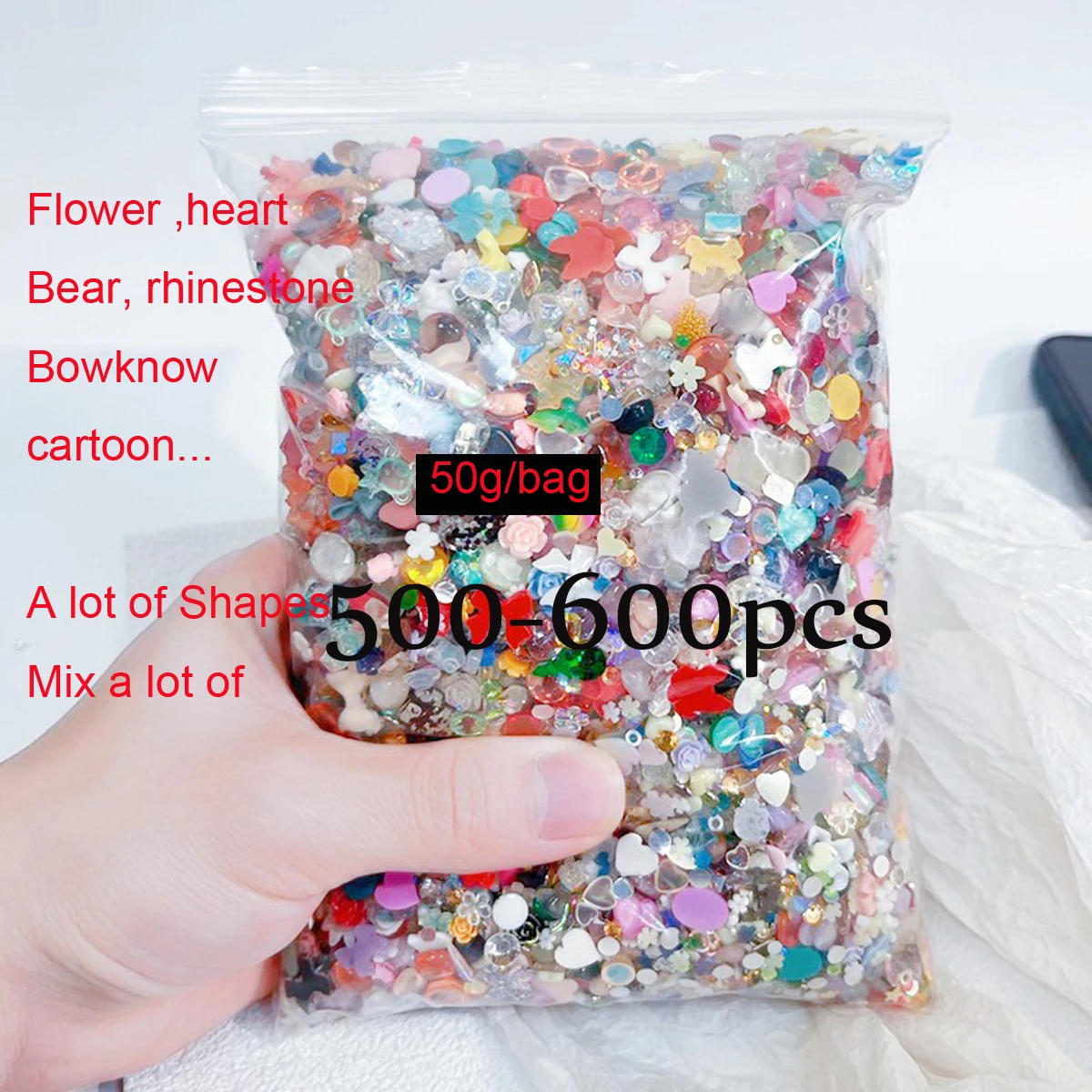 600/500/100Pcs 혼합 수지 활/꽃 네일 아트 매력 3D 다채로운 아크릴 활 요..