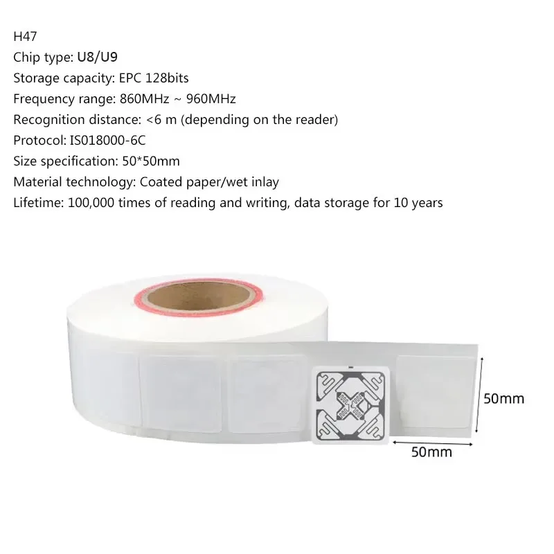 10PCS Long Range RFID UHF Tags Sticker Wet Inlay 860-960mhz Alien U7 EPC Global Gen2 ISO18000-6C 6