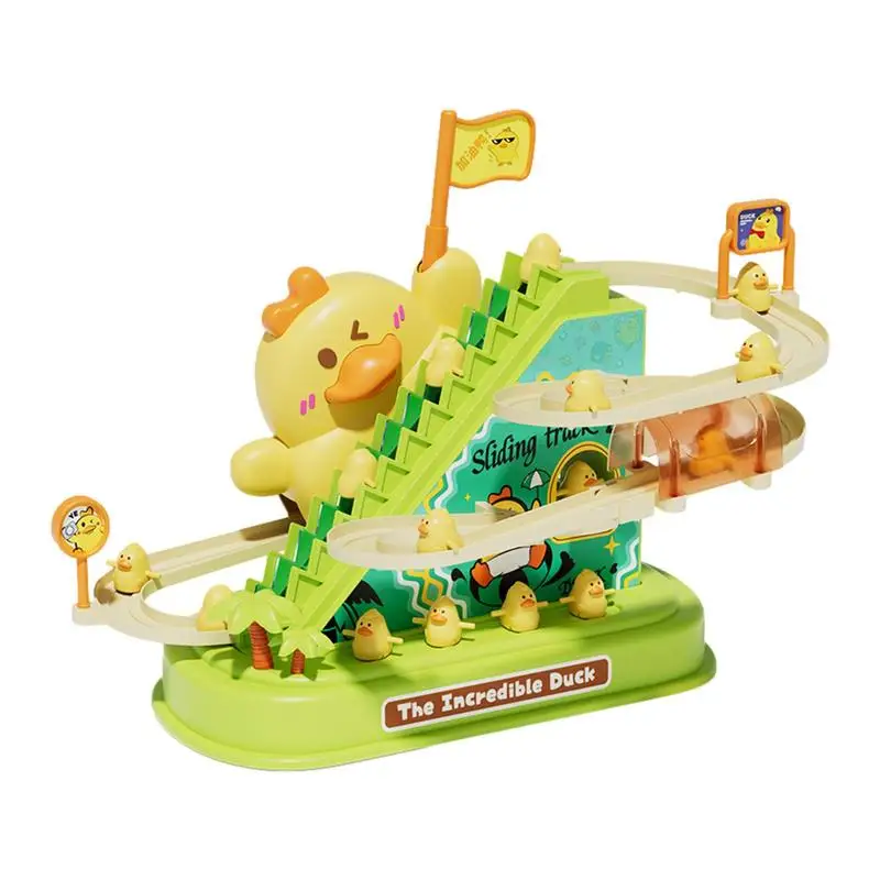 

Climb Stairs Toy Playful Electric Track Toys With Lights & Sound Stair-Climbing Duck Cartoon Race Track Set For Kids Toddler