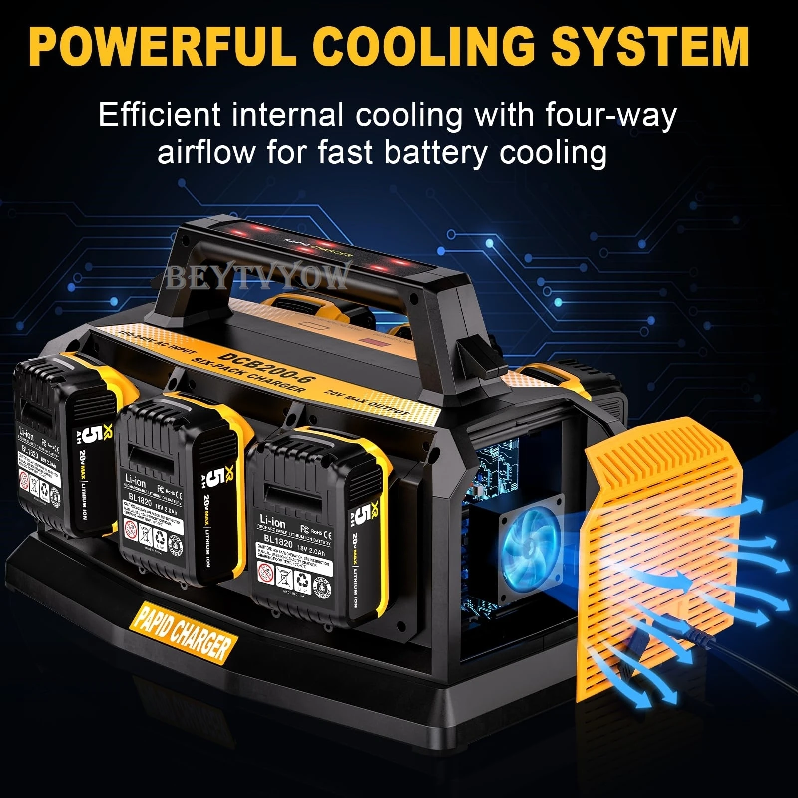 Rapid Charger Station Compatible with Dewalt 12V/20V/60V Battery 6 Ports Simulta