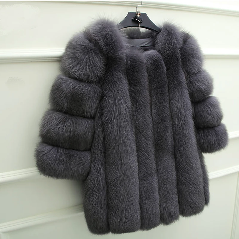 

2024 New Elegant Fake Fox Fur Jacket Women Winter Fashion Faux Fox Fur Jackets Woman Warm Artifical Fox Fur Coats Ladies