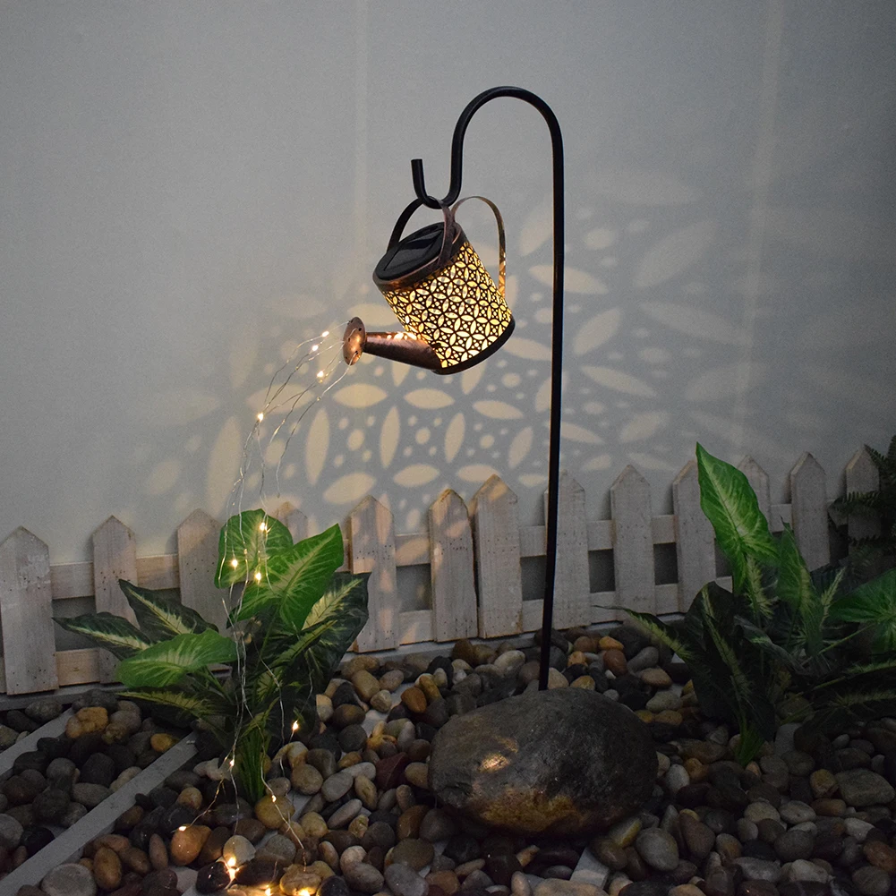 Solar Watering Can Light Hanging Kettle Lantern Light Waterproof Garden Decor Metal Retro Lamp for Outdoor Table Patio Lawn Deco solar lights for backyard