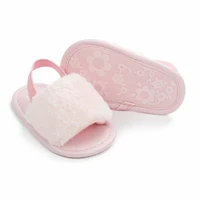 Baby Girls Plush Sandals Summer Open Toe Fur Princess Flats Walking Shoes for Toddler Newborn Infant 0-12M 4
