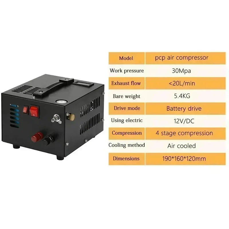 12V 110V 220V PCP Pump 300bar 4500Psi 30Mpa Hunting Diving Air Car Pump Compressor Motorcycle Tyre Refilling Air Compressor