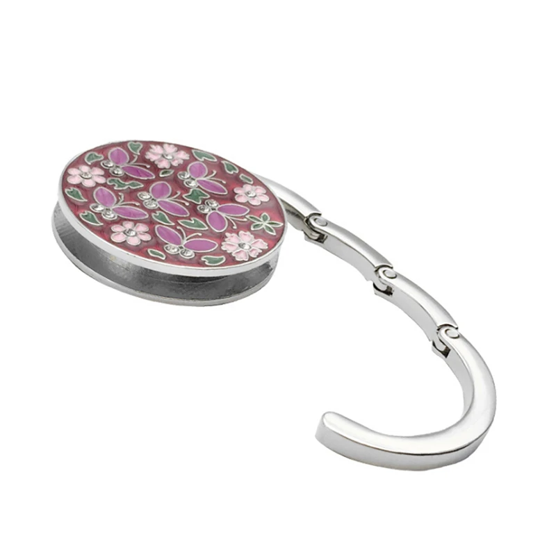 1pc Portable Metal Foldable Bag Purse Hook Handbag Hanger Diamond Folding Table Hook Table Hanger Desk Hooks 4