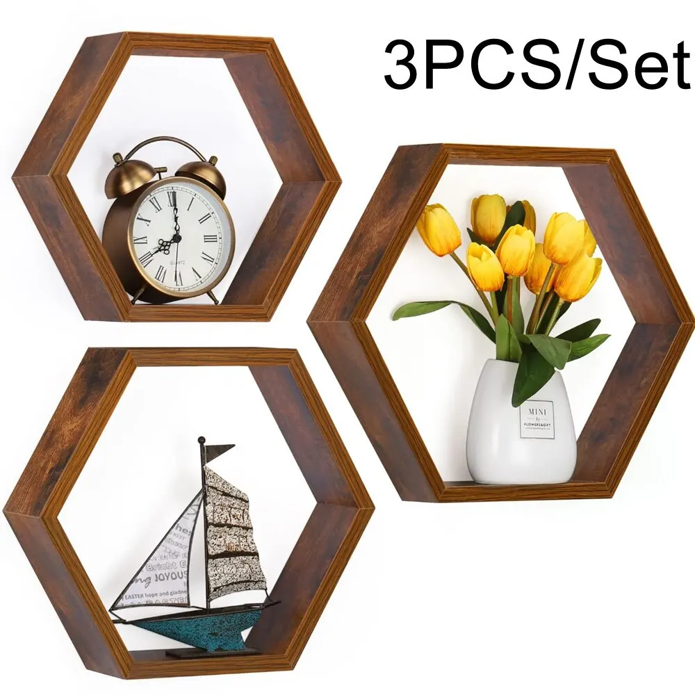 HexagonShelvesforWallWoodStorageShelfLivingRoomWallPendant