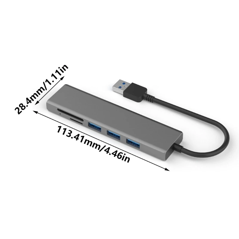 Y1UB Speed USB Hub 4 Port Adapter Easy to Carrying for Laptops & Desktops