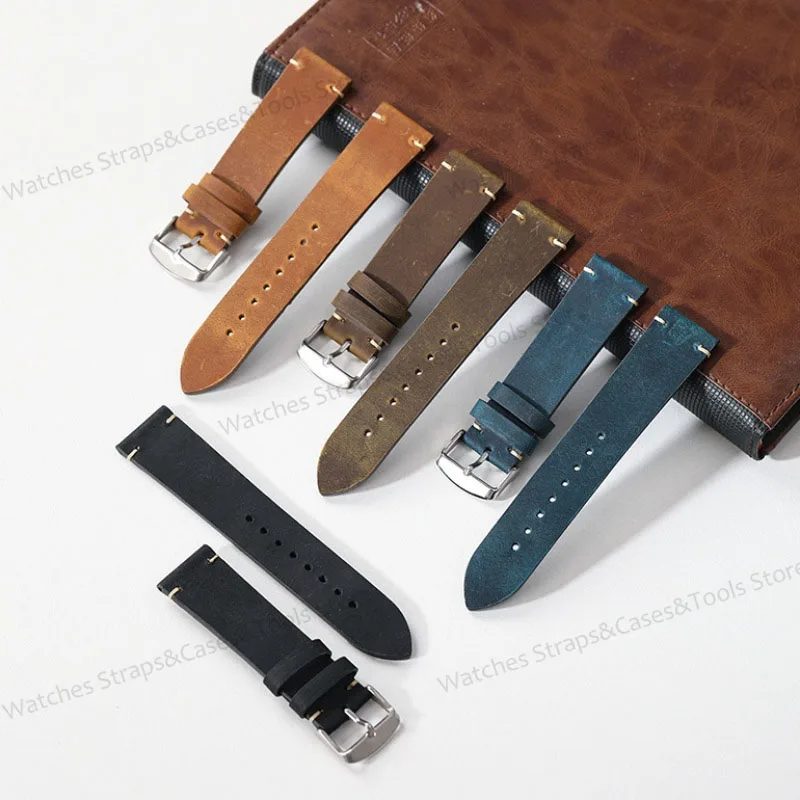 Vintage Crazy Horse Leather Watchband - Universal Fit