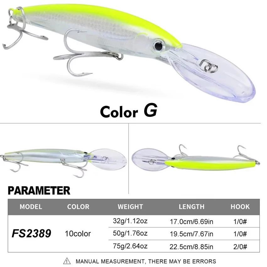 1 stücke 32g 50g 75g Große Schwimmende Minnow Angeln Locken Köder Lange Casting Salzwasser Meer Bass lockt Harten Köder Minnow Angelgerät – Detail 11