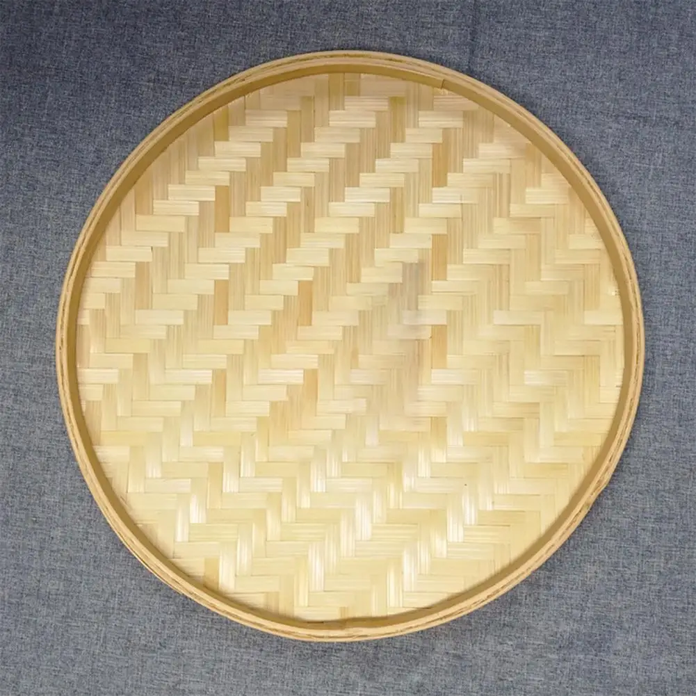 Handmade Weaving Storage Trays Bamboo Sieve Bamboo Raft Round Dustpan Decorative Fruit Bread Basket Kitchen Storage Food Sieve 5