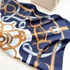 Retro Chain 90cm Printed Large Square Scarf Spring And Autumn Scarf Twill Silk Headscarf All-Match Sunscreen Shawl Female 3