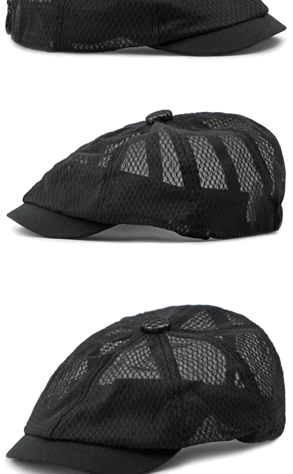 Ht4364 Frühling Sommer atmungsaktive Mesh flache Kappe Männer Frauen achteckige Kappe Künstler Maler Baskenmütze Hut männlich weiblich solide einfache Baskenmütze Kappe – Detail 6
