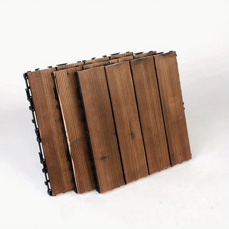 1PC Solid Wood Flooring, Can Be Freely Spliced and DIY, Suitable for Indoor, Outdoor, Terrace, Balcony, Garden Flooring,Brown