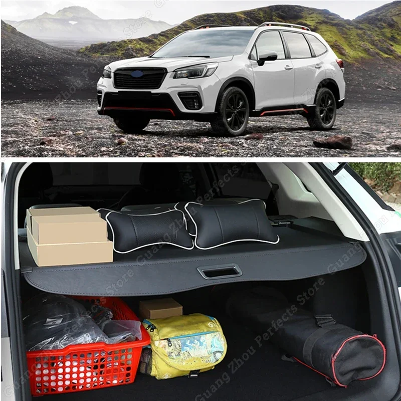 

Rear Cargo Cover Curtains For Subaru Forester 2013-2021 Canvas Leather Rear Trunk Security Curtains Manual Electric Gate Curtain