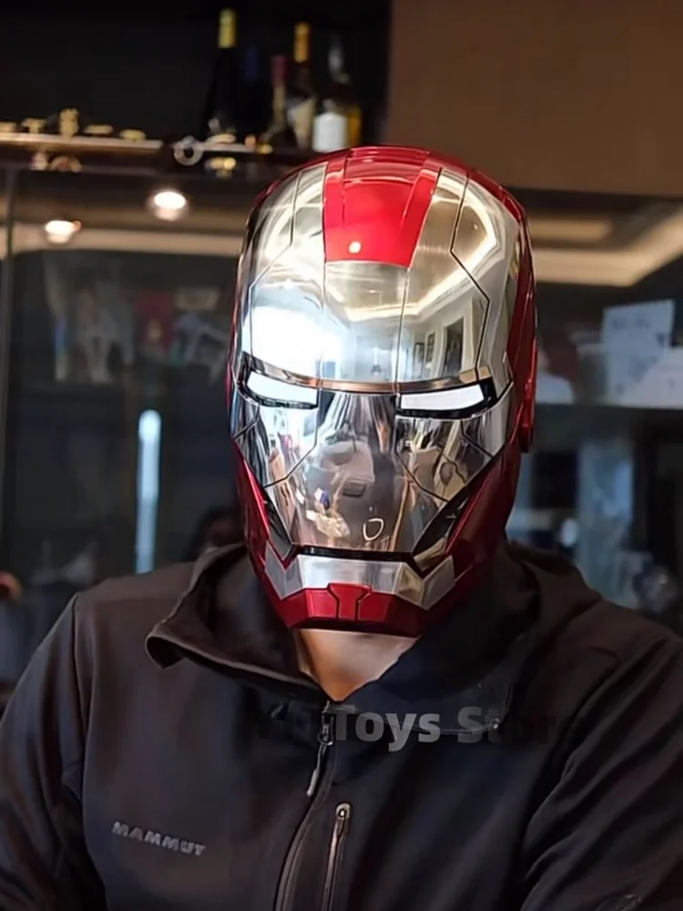 Marvel Hot Toys Iron Man Autoking 1/1 Mk5 Casco Telecomando Vocale Iron Man Maschera Automatica Per Casco Con Luce A Led Regali Per Ragazzi