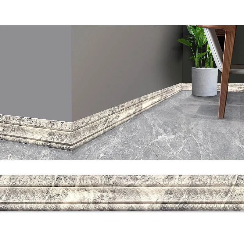 Wall stickers 2.3m 3D pattern wallpaper decorative line skirting line decoration self-adhesive waterproof living room wall border sticker