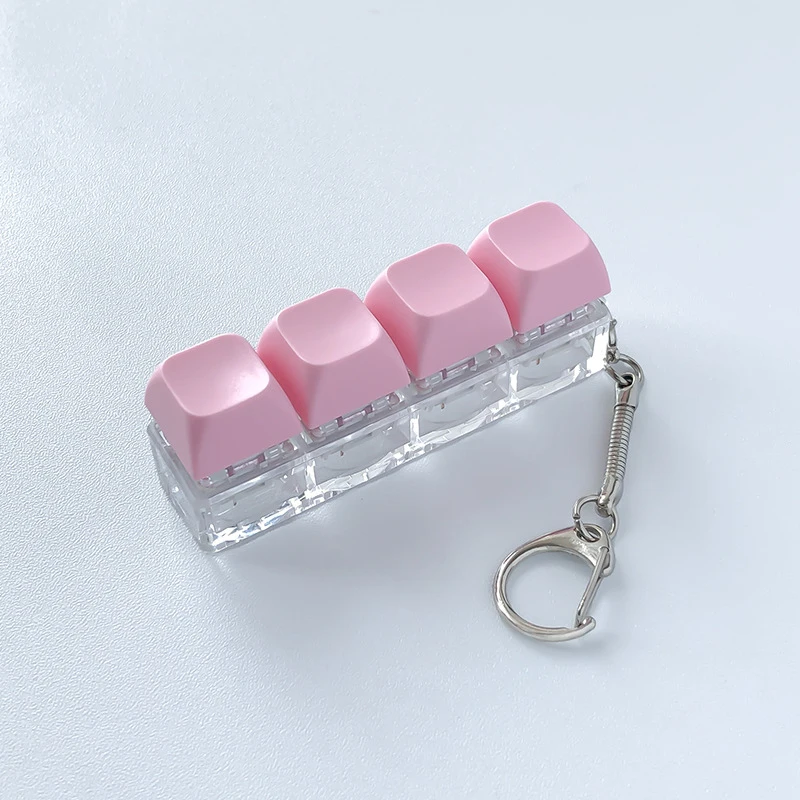 Button Keycap Fidget Keychain 4 Keys Keyboard Decompression Toys DIY Keyboard Keychain Toys for Adult Gifts To Relief Pass Time