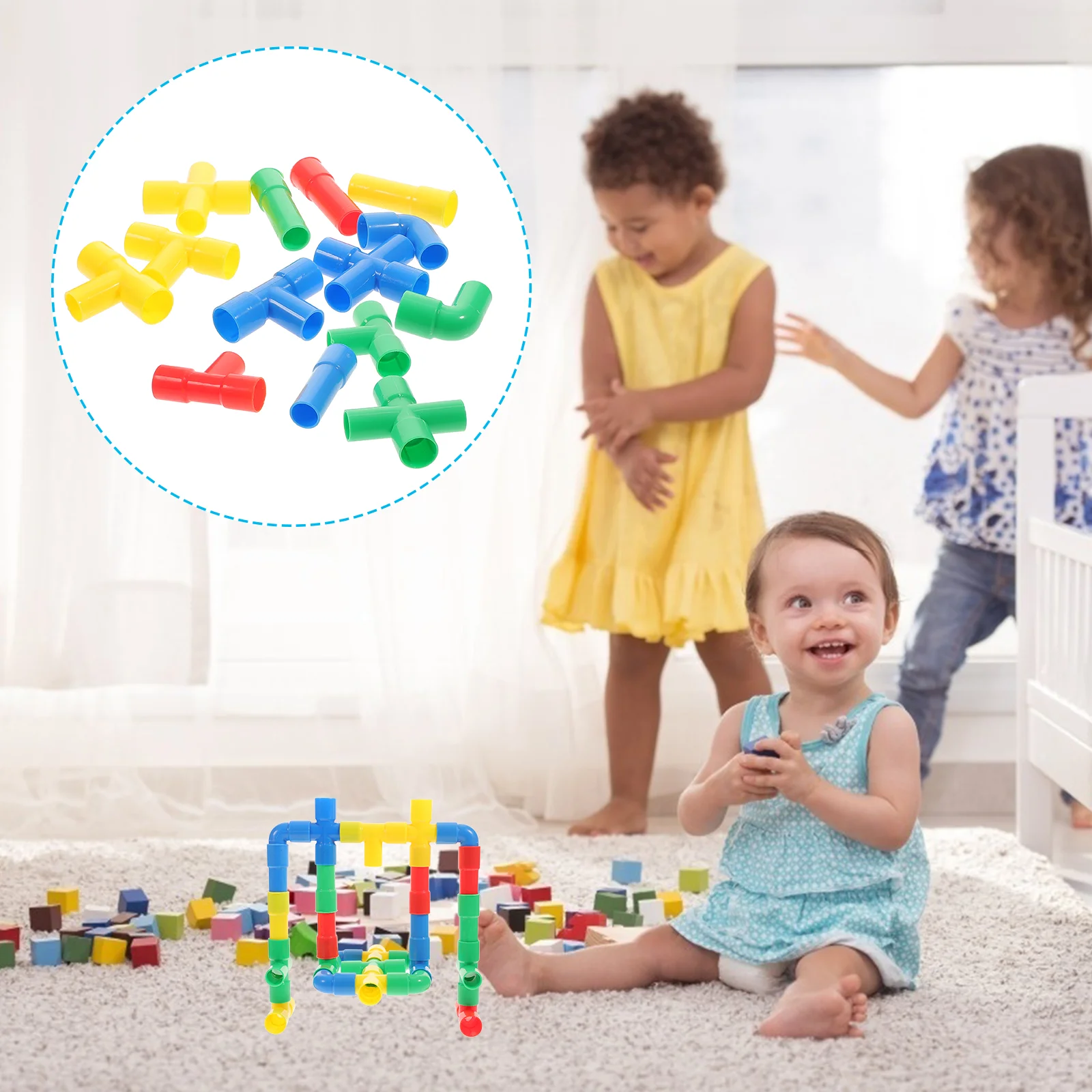 

1Set Tube Locks Construction Building Set Tube Building Building Blocks Tube Sensory Toys Educational Learning for