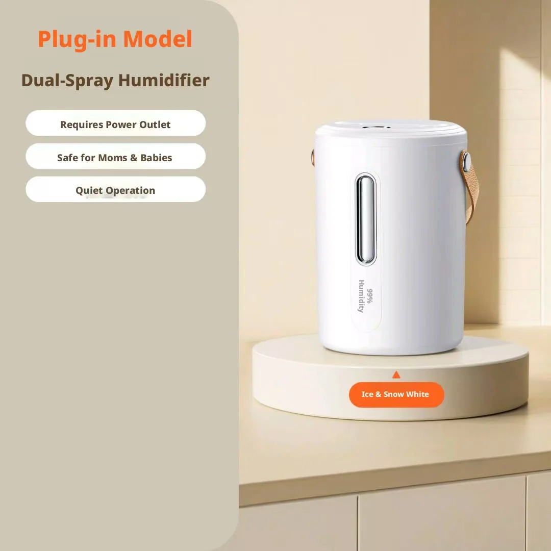 Humidificador de Doble Pulverización, Gran Capacidad, Humidificador Doméstico para Dormitorios Pequeños, con Asa, Portátil y Silencioso, Doble Atomización