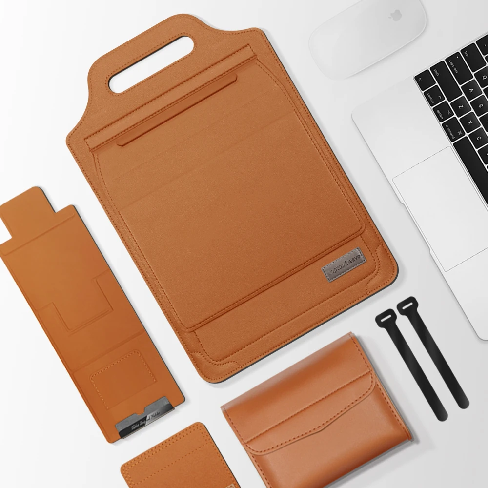 Leather Laptop Sleeve Bolsa Case para Macbook Air Pro Capa de Notebook Huawei Dell hp Asus 12 13 14 15 15.4 15.6 pu - Imagem 5