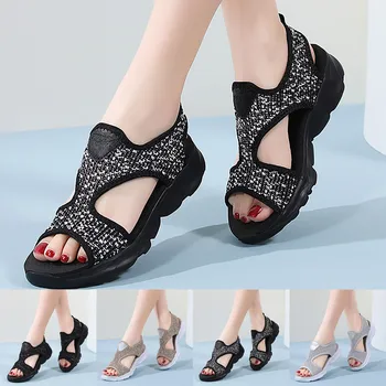 Womens Shoes Sandals Platform Wedge Women Summer Mesh Beach Elatic Band Sport Casual Open Toe Wedges Fit Flops Sandals For Women