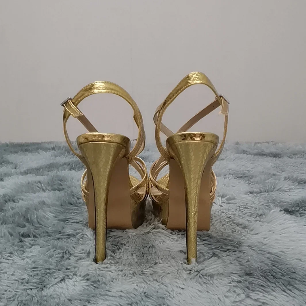 Women Sandals 14CM Platform High Heels Ankle Strap Sandal Open Toe Sanke Gladiator Party Dress Woman Shoes