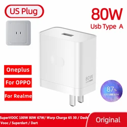 OnePlus Supervooc 80W Fast Charging USB Type A Power Adapter with Cable - 80w US charger (Only charger)
