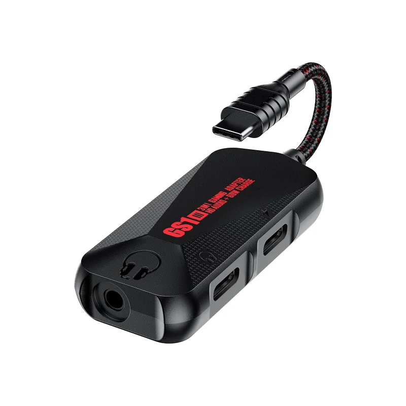 3-in-1 휴대폰 사운드 카드 어댑터 Type-C 3.5mm 게임용 휴대폰 오디오 보드 나일론 휴대용 24Bit 96Hz 고해상도 액세서리