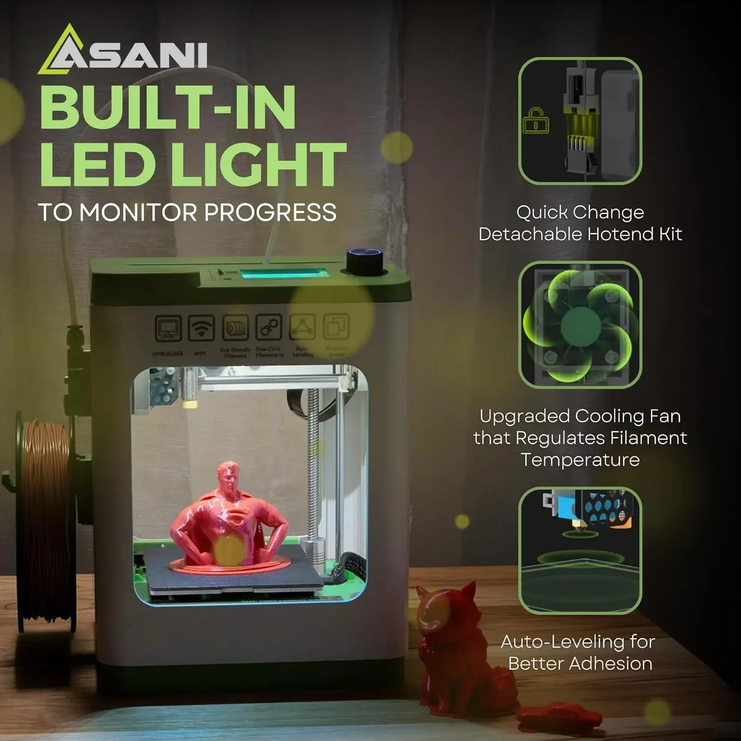 Fully Assembled Mini 3D Printer for Kids and Beginners - Complete Starter Kit with Auto Leveling 3D Printing Machine 5