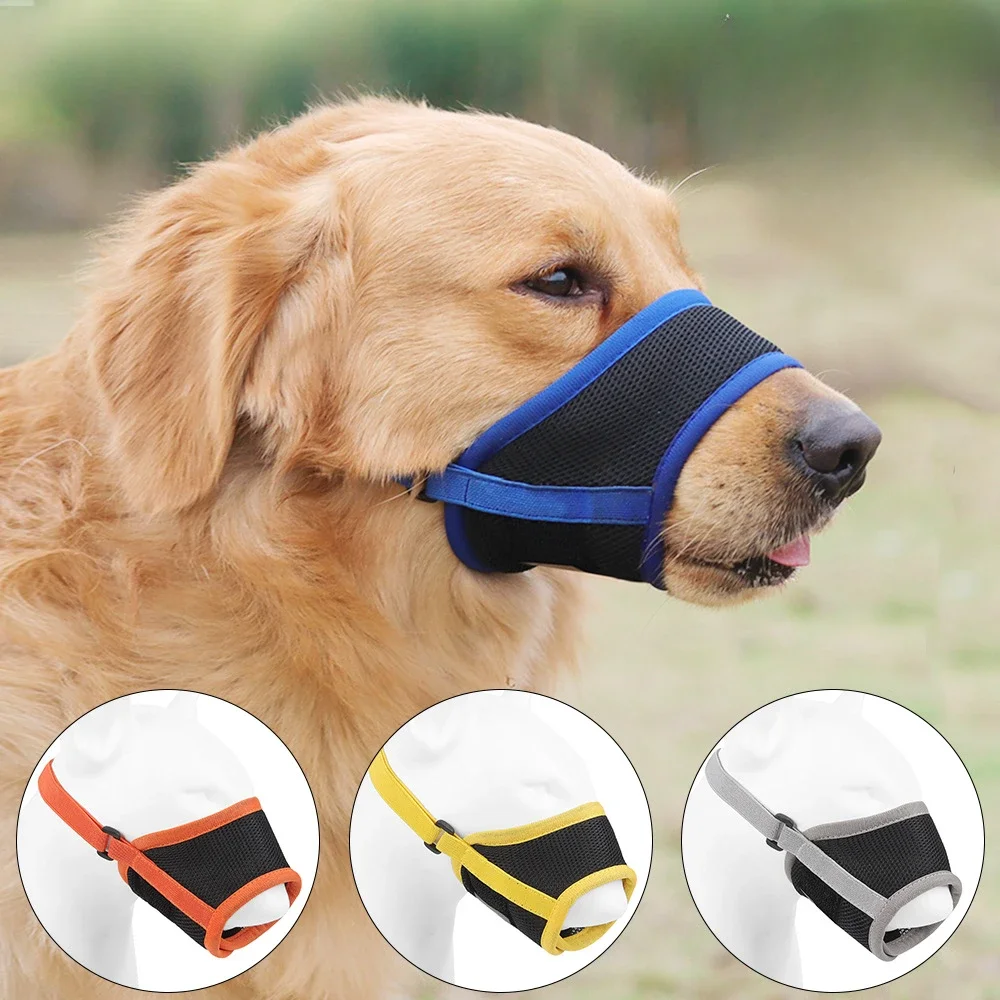 

Dog Muzzle Puppy and Large Dog Anti Barking Adjustable Anti-biting Mesh Breathable Soft Pet Mouth Muzzles Straps Doggie Supplies
