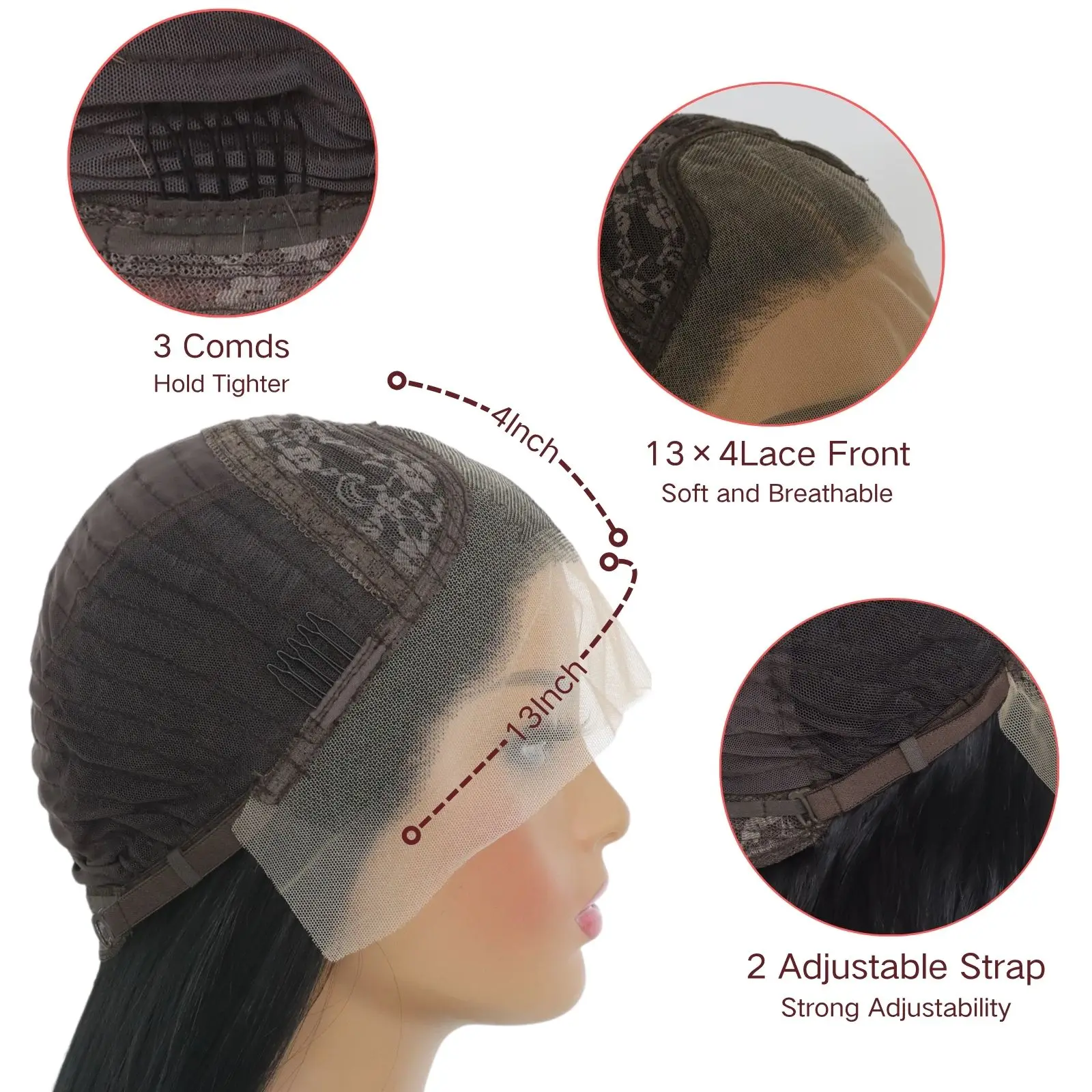 13x4 Synthetic Lace Front Wig 24" Black Long Straight Wig Natural Black Synthetic Wigs for Black Women