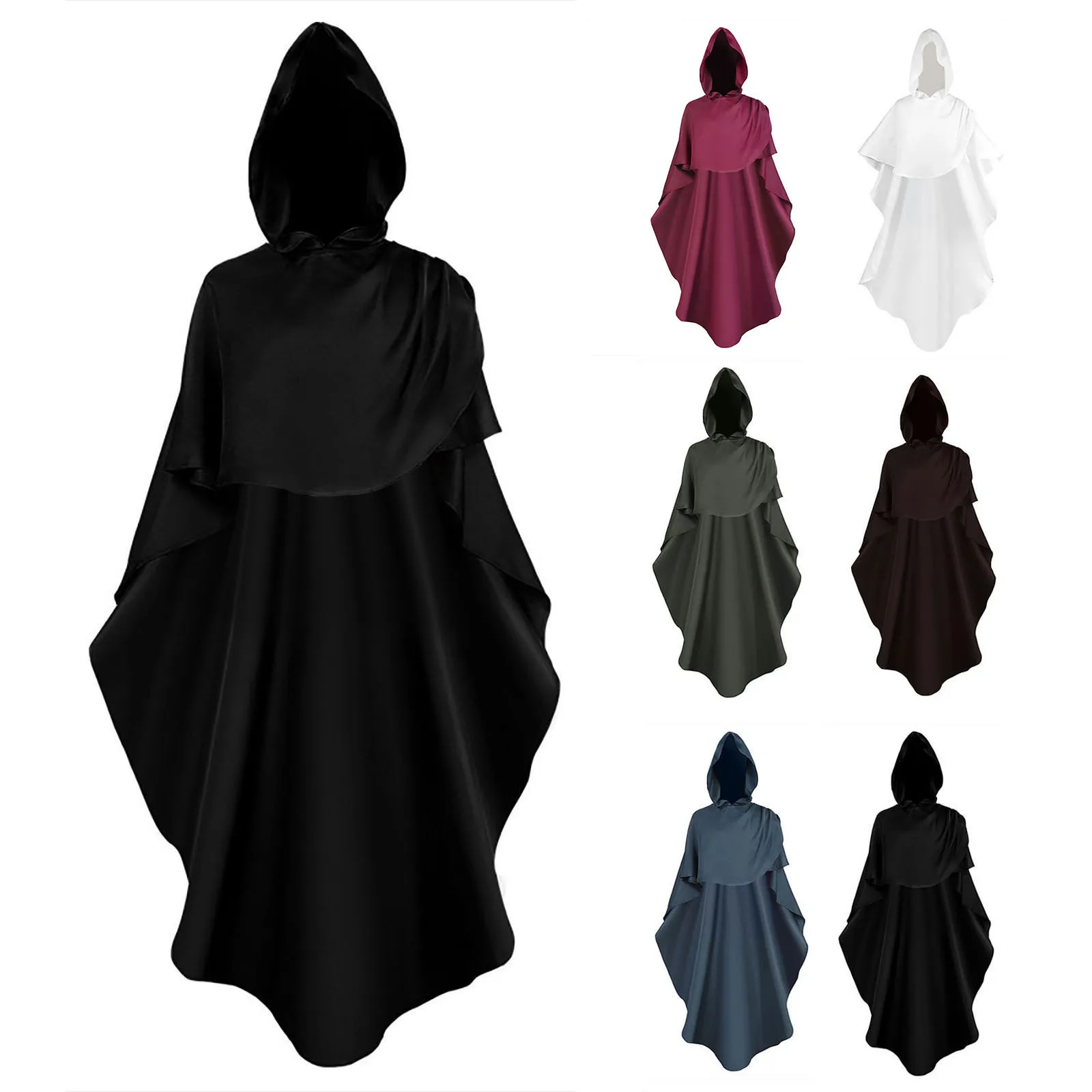 

New Women Medieval Vintage Pirate Witch Hooded Cape Steampunk Gothic Velvet Poncho Coats Halloween Cosplay Cloak