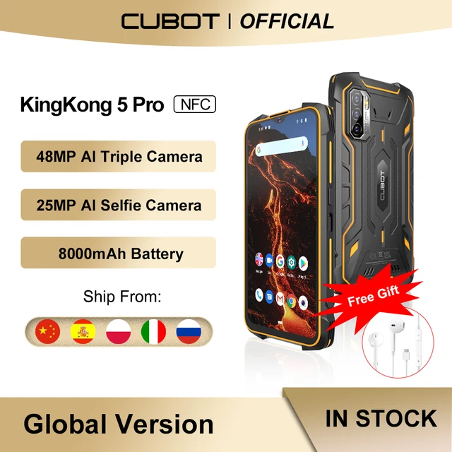 Cubot KingKong 5 Pro Android 11 IP68/IP69K Impermeable Rugged Smartphone Móvil Todorerreno para Viajes o Deporte Smartphone 8000mAh Batería NFC 48MP Triple Cámara 4GB+64GB GPS Dual SIM teléfono moviles Robusto 2021 1
