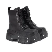 Punk Style Women Boots Lace-up Heel Height Platform Shoes Woman Gothic Ankle Rock Boots Metal Decor Man And Woman Sneakers 2025 - Image 2