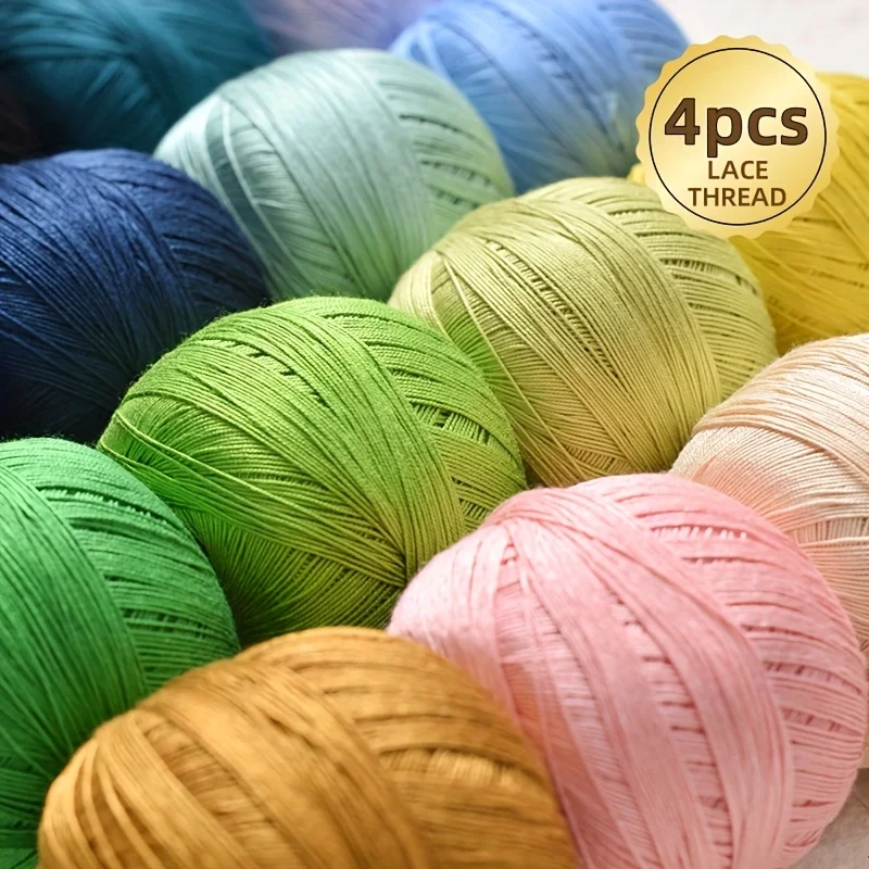 4PCS/Set 290Meter/Ball Cotton Lace Thread Yarn No.7 High-Twist Hand Crochet Knitting Yarn Soft Durable Doll Crafting Thread knitting yarn crochet yarn cotton yarn cotton knitting yarn