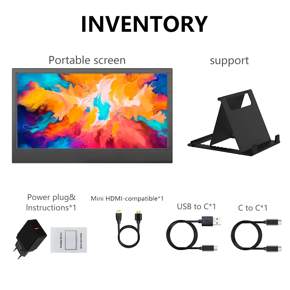 Portable Monitor 11.6 Inch 16:9 60Hz Game Screen 45% NTSC 250Cd/m &sup2; Laptop Mac Xbox PS4/5 Switch Display Type-c Interface