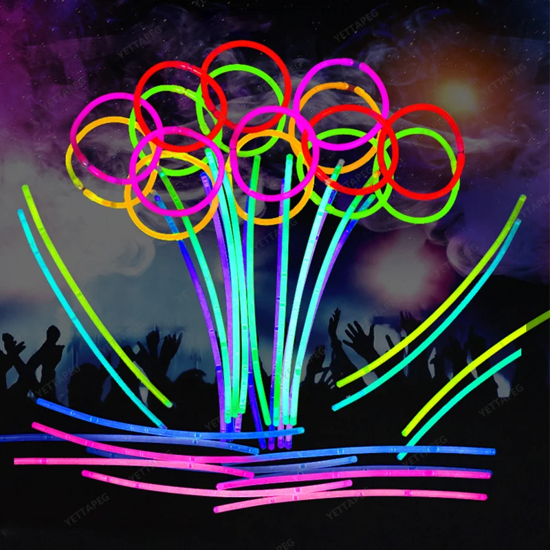 

20/50/100pcs Glow Sticks Party Fluorescence Light Glow In The Dark Bracelet Necklace Neon Wedding Birthday Party Props Decor