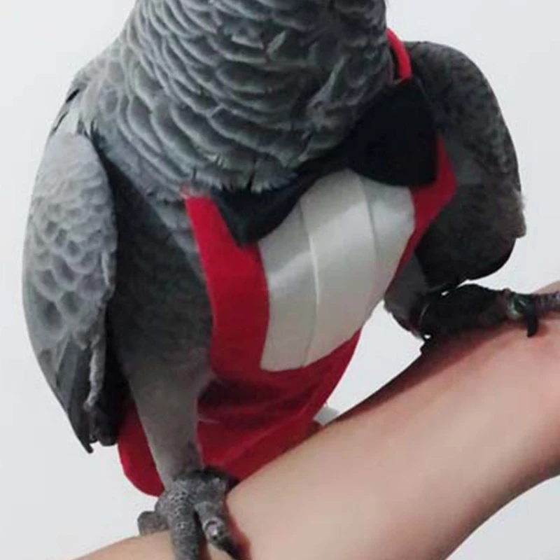 Bird Diaper Flight Suite Protective Parrot Nappies with Waterproof Inner Layer Urine Wet Suit with Bowtie for Birds B03E bird accessories