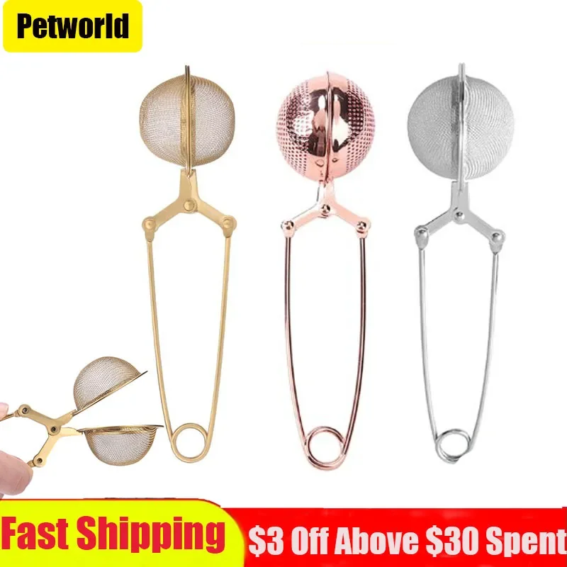 Gold Stainless Steel Tea Infuser Sphere Mesh Tea Strainer Herb Spice ...