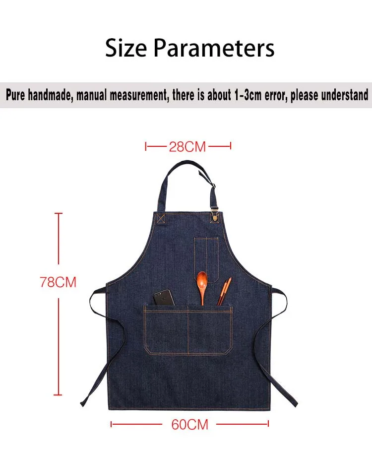 Retro-Schürze mit Taschen, Unisex, Koch, Kellner, Künstler, Arbeitsschürze für Grill, Küche, Restaurant, Bar, Geschäft – langlebiger, handwerklicher Stil – Detail 4