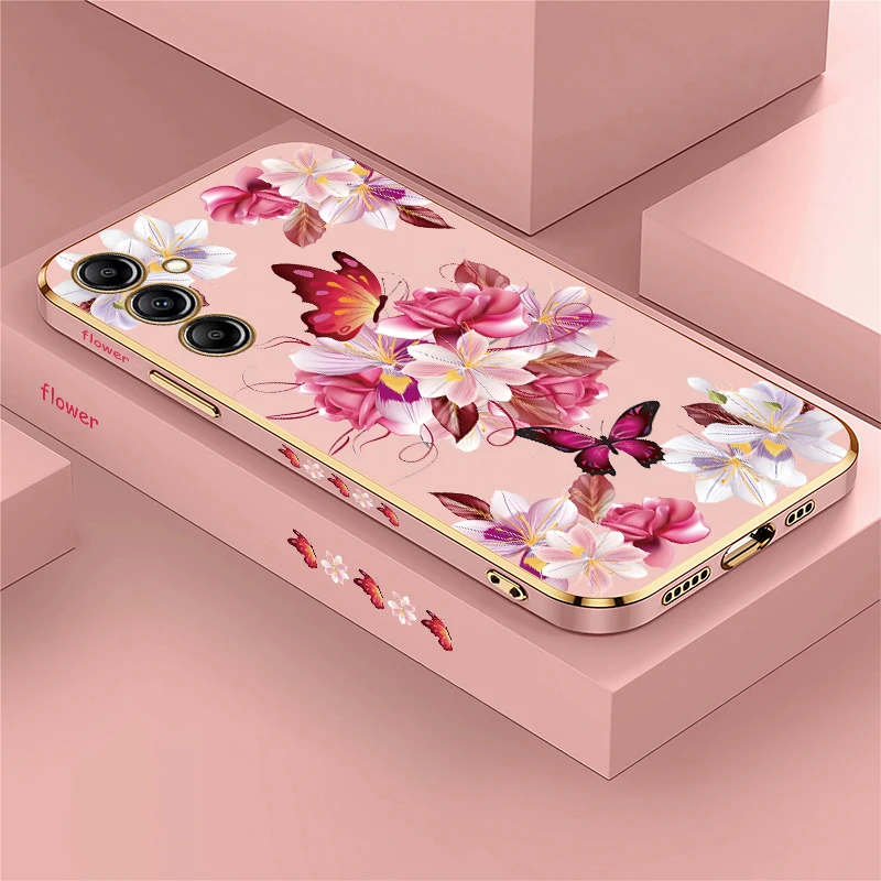 Elegant Flower Butterfly Plating Soft Silicone Phone Case