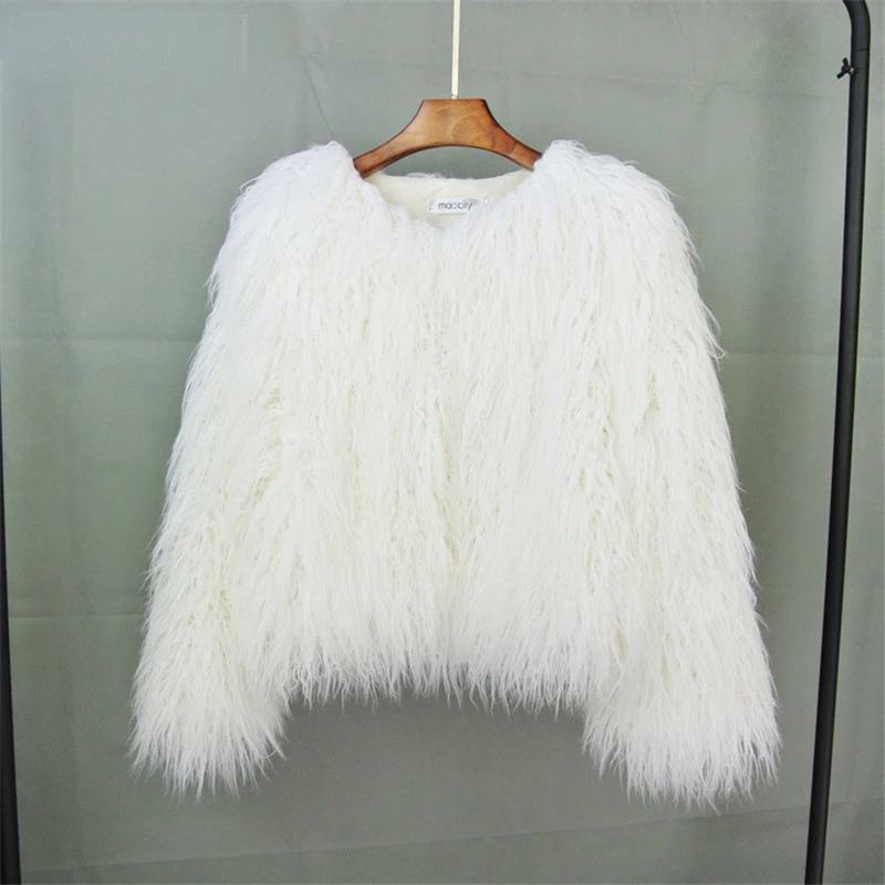 Colorful Warm Faux Women Fur Coat Loose Black White Pink Plush Coat Female Jacket Fur Autumn Winter Shaggy Outerwear 4