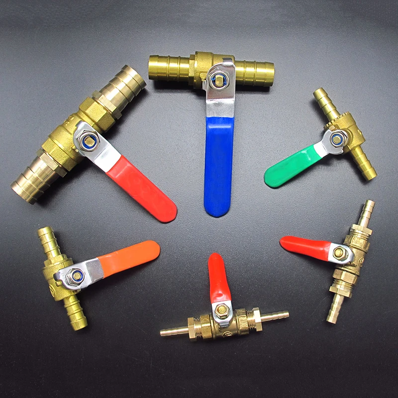 Ball Valve 4mm 6mm 8mm 10mm 12mm 14mm 16mm 19mm 25mm Hose Barb Two Way Brass Shut Off Ball Valve For Fuel Gas Water Oil Air