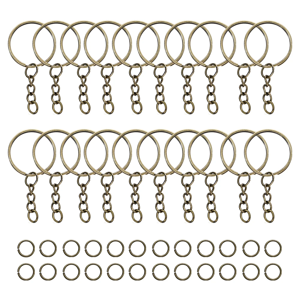 Key Rings 100Pcs 25mm with 100pcs 8mm Jump Rings Connectors DIY Keychain Lanyard Jewelry Making
