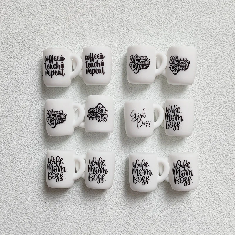 

10pc Silicone Beads Food Grade Stereoscopic Coffee Cup Silicone Focal Beads Baby Toys DIY Pacifier Chain Jewelry Accessorie