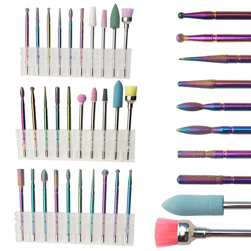 

10 In 1 Nail Drill Bits Sets 3/32" Tungsten Carbide Nail Files Electric Nail Drill Kit for Manicure Pedicure Set Home Salon